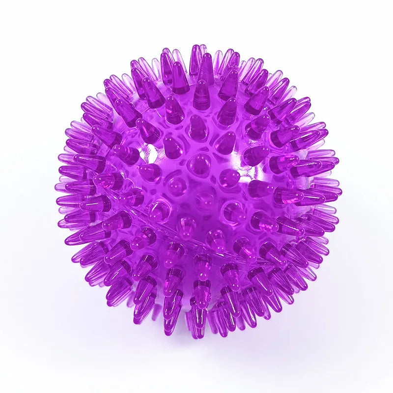 Interactive Squeaky Pet Toy - TPR Chew Ball for Dogs & Cats, Tooth Cleaning & Training, Polka Dot Thorn Design