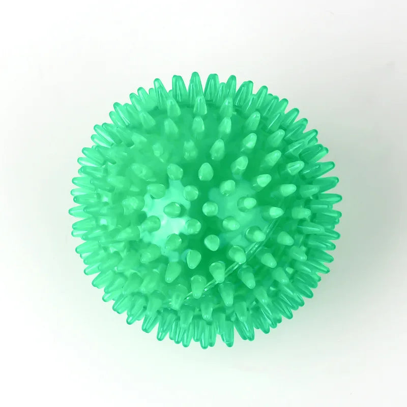 Interactive Squeaky Pet Toy - TPR Chew Ball for Dogs & Cats, Tooth Cleaning & Training, Polka Dot Thorn Design